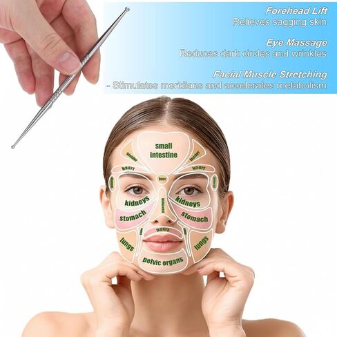 4 Pieces Facial Reflexology Massage Tool Stainless Steel Manual Pen Dual Head Facial Reflexology Tools Portable Massage Tool for Deep Tissue Face Body Muscle Relax in Kuwait