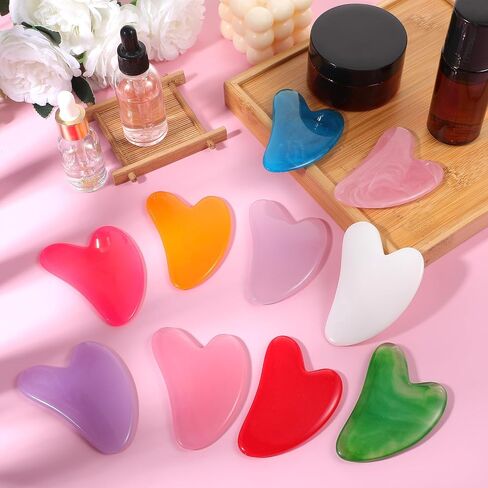 Kenaoeo 30 Pcs Gua Sha Facial Tools Bulk Heart Shaped Massage Tool Set for Face Body Skin Care Spa Acupuncture Relieve Muscle Tension Puffiness, Resin Wax Material, 3.2 × 2.2 Inches in Saudi Arabia