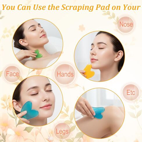 Kenaoeo 30 Pcs Gua Sha Facial Tools Bulk Heart Shaped Massage Tool Set for Face Body Skin Care Spa Acupuncture Relieve Muscle Tension Puffiness, Resin Wax Material, 3.2 × 2.2 Inches in Saudi Arabia
