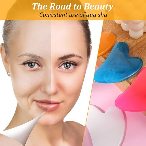 Kenaoeo 30 Pcs Gua Sha Facial Tools Bulk Heart Shaped Massage Tool Set for Face Body Skin Care Spa Acupuncture Relieve Muscle Tension Puffiness, Resin Wax Material, 3.2 × 2.2 Inches in Saudi Arabia