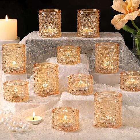 MATAHUM 20 Pcs Blue Tealight Candle Holders,Glass Votive Candle Holders Bulk, 2 Sizes for Wedding Centerpieces, Beach Theme Bridal Shower, Baby Boy Shower, and Birthday Party Decor in Saudi Arabia