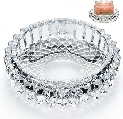 Clear Candle Holder Candle Dish – Chic Glass Candle Holder Tray for Home Decor, Boho Bar Decor – Candle Plate for Tea Light Votive Diffuser – 4.7 x 1.3 in (Clear) in Saudi Arabia