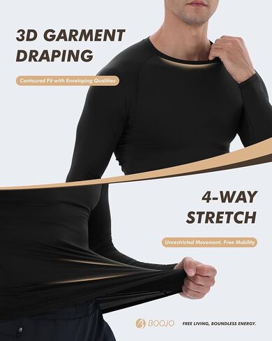 5 Pack Long Sleeve Compression Shirts for Men - Black Quick Dry Workout Base Layer Undershirt Top for Athletic Gym Running in Kuwait