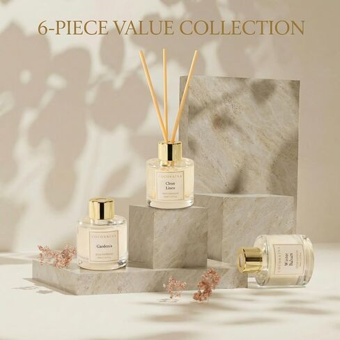 COCORRÍNA Reed Diffuser Set of 6, 10.2oz Scented Oil Diffuser with Sticks, Aromatherapy Essential Oil Diffusers, Home Fragrance for Bathroom & Office Decor, Long Lasting Fragrance Gift Set for Women in Saudi Arabia