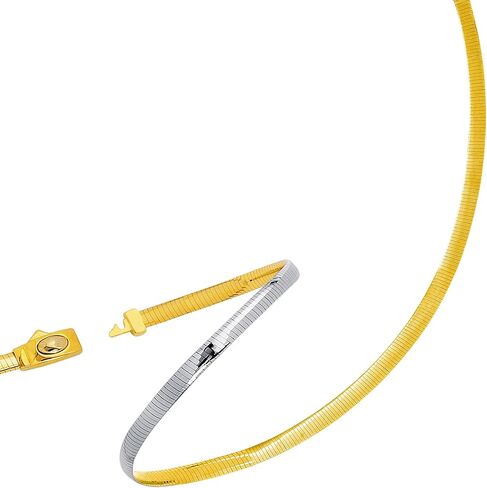 Jewelry Affairs Two Tone Reversible Omega Chain Necklace In 14k Yellow Gold And Sterling Silver, 5mm in Kuwait