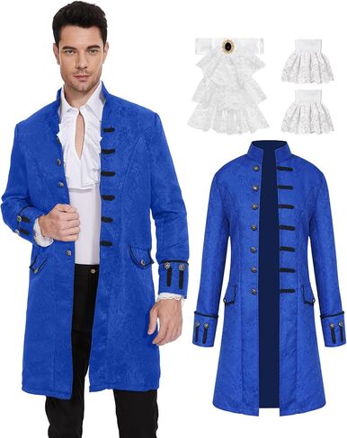 جاكيت Steampunk عتيق للرجال معطف على الطراز القوطي من العصور الوسطى الفيكتوري مع مجموعة Jabot من عصر النهضة للحفلات التنكرية in Kuwait