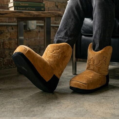 Cowboy Boot Slippers Women Men Novelty Bootie Indoor House Shoes Funny Cowboy Boots Slippers Unisex Cute Cowgirl Cozy Fuzzy Western in Saudi Arabia