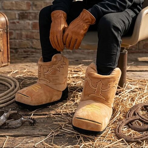 Cowboy Boot Slippers Women Men Novelty Bootie Indoor House Shoes Funny Cowboy Boots Slippers Unisex Cute Cowgirl Cozy Fuzzy Western in Saudi Arabia