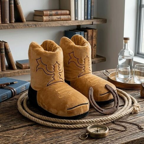 Cowboy Boot Slippers Women Men Novelty Bootie Indoor House Shoes Funny Cowboy Boots Slippers Unisex Cute Cowgirl Cozy Fuzzy Western in Saudi Arabia