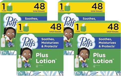 Puffs Plus Lotion Facial Tissue, 4 Mega Cube Boxes, 72 Tissues Per Box in Saudi Arabia