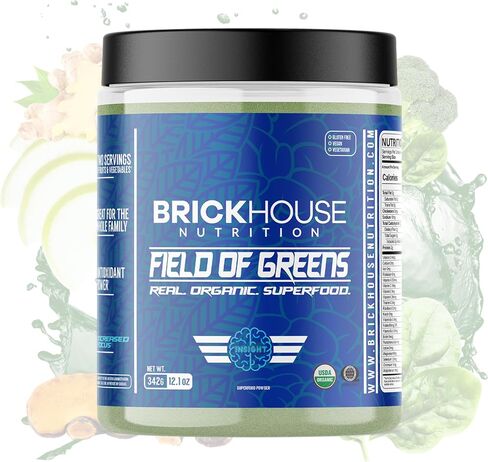 BRICKHOUSE NUTRITION Field of Greens Super Greens Powder | Doctor-Formulated Superfood Powder, Fruits & Veggies Supplement - Chocolate (Single Pack) in Kuwait