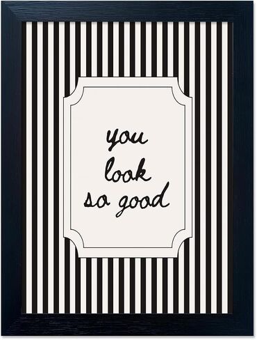 Black and White Bathroom Wall Art You Look So Good Framed Black Striped Bathroom Decor Modern Minimalist Canvas Print Painting Artworks for Wall in Saudi Arabia