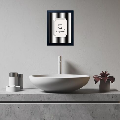 Black and White Bathroom Wall Art You Look So Good Framed Black Striped Bathroom Decor Modern Minimalist Canvas Print Painting Artworks for Wall in Saudi Arabia