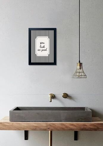 Black and White Bathroom Wall Art You Look So Good Framed Black Striped Bathroom Decor Modern Minimalist Canvas Print Painting Artworks for Wall in Saudi Arabia