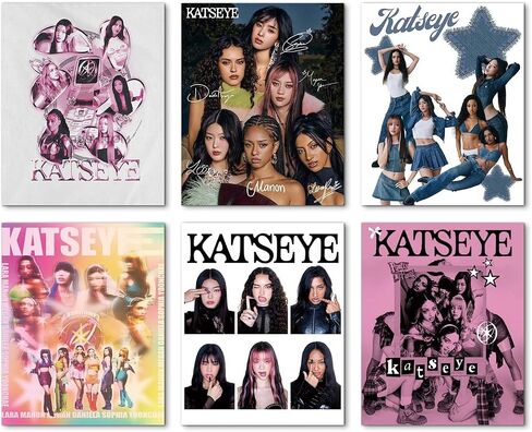 TUOCYERD Katseye Merch Katseye Poster 8x10 Inch Birthday Decorations for Room Aesthetic Music Wall Art for Teens Room Decor Gifts (Set of 6 Unframed) in Saudi Arabia