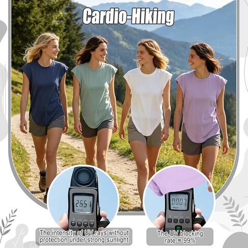 4 Pack Women's Workout Shirts Running Gym and Yoga Tops UPF 50+ Sun Protection Quick-Dry Loose Fit Round Neck in Saudi Arabia