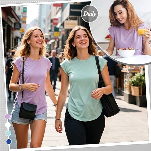 4 Pack Women's Workout Shirts Running Gym and Yoga Tops UPF 50+ Sun Protection Quick-Dry Loose Fit Round Neck in Saudi Arabia