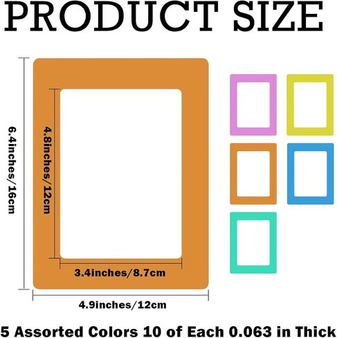 Haploon 50 Pack 4x6 Colorful Magnetic Photo Frames, Fridge Picture Frame Magnets, Reusable Magnet Frame Photo Magnets Sleeves for Refrigerator, Locker, Office, Kitchen Cabinet (5 Color) in Saudi Arabia