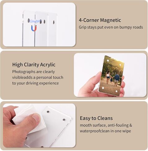 4Pcs Acrylic Magnetic Picture Holder 3.5" x 2.4",Horizontal Vertical Fit Wallet Size Photos Gift for Boyfriend Husband Girlfriend in Saudi Arabia