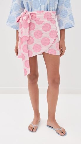 La Vie Style House Women's Mod Flower Pink Mini Wrap Skirt in Saudi Arabia