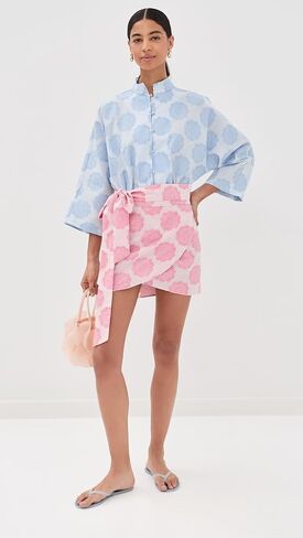 La Vie Style House Women's Mod Flower Pink Mini Wrap Skirt in Saudi Arabia