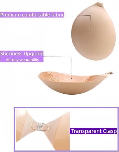 Adhesive Bra Strapless Backless Invisible Push Up Sticky Bra,Reusable Silicone Bra (B Cup) in Saudi Arabia