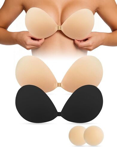candyfouse 2 Pairs Strapless Sticky Push Up Bra, Invisible Backless Adhesive Bra Nipple Covers for Women Dress in Saudi Arabia