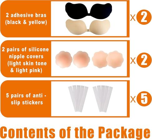 2 Pack Sticky Bra Push Up for Women – Strapless Backless Adhesive Bra for Backless Dresses, Weddings in Saudi Arabia
