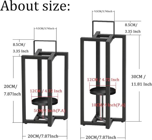 Smtyle Modern Black Metal Candle Lanterns Decorative Lantern Candle Holder Set of 2 for Indoor & Outdoor Use, Home Decor, Events, Parties, Weddings in Saudi Arabia