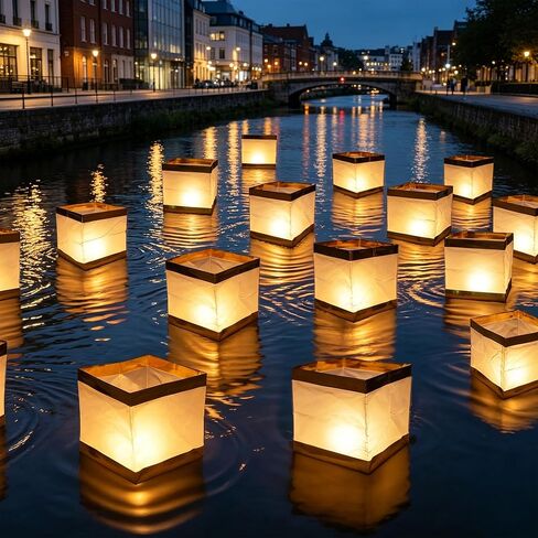 Water Lanterns for Wishing Square Chinese Floating Lanterns for Praying, River Paper Candle Lights for Lake or River, Memorial Wedding or Festival Decor in Saudi Arabia