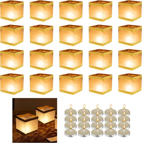 Water Lanterns for Wishing Square Chinese Floating Lanterns for Praying, River Paper Candle Lights for Lake or River, Memorial Wedding or Festival Decor in Saudi Arabia