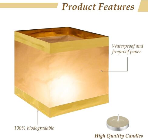 Water Lanterns for Wishing Square Chinese Floating Lanterns for Praying, River Paper Candle Lights for Lake or River, Memorial Wedding or Festival Decor in Saudi Arabia