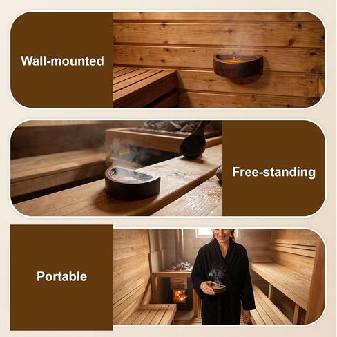 Carbonized Acacia Wood Sauna Aromatherapy Bowl, Sauna Oil Cup Sauna Oil Holder Essential Oil Fragrance Diffuser Bowl for Home Sauna and Steam Sauna, Easy-Clean Slow-Release Sauna Accessories in Kuwait