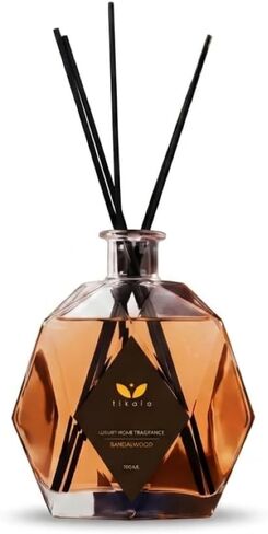 Luxury Reed Diffuser with Sandalwood Scent – Crystal Glass Bottle – Home Fragrance for Living Room, Bathroom & Office – 23.67 fl oz (700 ml) in Saudi Arabia