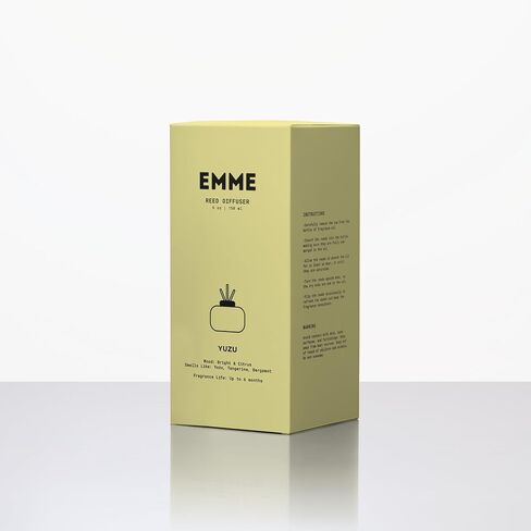 EMME NYC Yuzu Reed Diffuser – Luxury Home Fragrance, Long Lasting Flameless Diffuser with Natural Reeds, Non-Toxic & Pet Safe, Premium Glass Vessel, 6 oz in Saudi Arabia