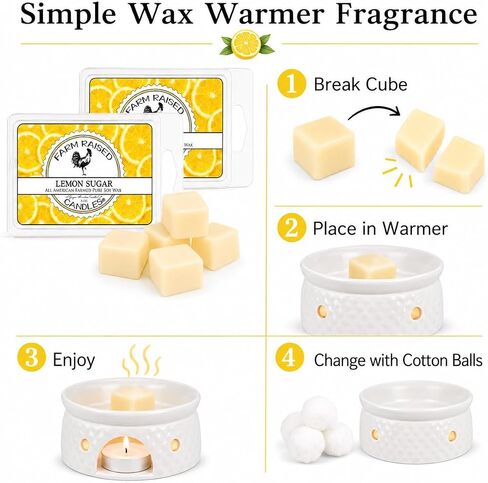 Lemon Sugar - USA Made Soy Wax Melts, 2 Pack, 6 oz | 2 clamshells, 6 oz total, 12 cubes • lemon sugar bakery scent • USA-grown soy wax in Saudi Arabia