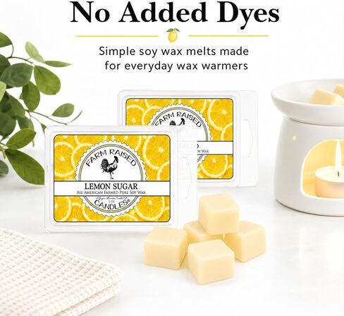 Lemon Sugar - USA Made Soy Wax Melts, 2 Pack, 6 oz | 2 clamshells, 6 oz total, 12 cubes • lemon sugar bakery scent • USA-grown soy wax in Saudi Arabia
