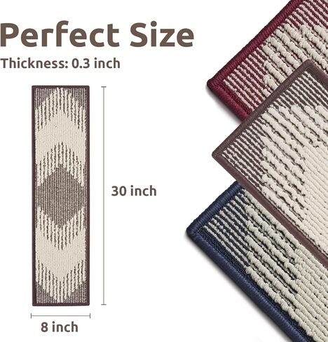 PADOOR 15PC Stair-Treads Non Slip, 3D Peel and Stick Stair Treads for Wooden Steps Indoor, Stair-Carpet Treads Washable Reusable Adhesive Stair-Runner Rugs for Kids and Dogs 8"x30" Chocolate in Saudi Arabia