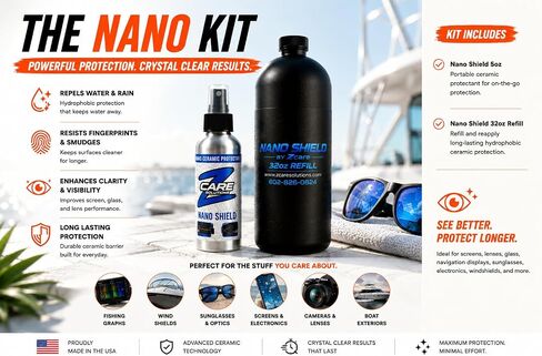 Screen & Glass Cleaner Spray with Ceramic Coating - Hydrophobic Protection for Sunglasses, Boat Screens, Electronics - Streak Free Water Repellent - Nano Shield by Z Care Refill and Travel Size in Kuwait