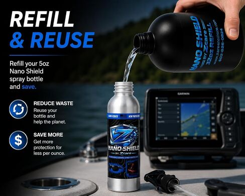 Screen & Glass Cleaner Spray with Ceramic Coating - Hydrophobic Protection for Sunglasses, Boat Screens, Electronics - Streak Free Water Repellent - Nano Shield by Z Care Refill and Travel Size in Kuwait