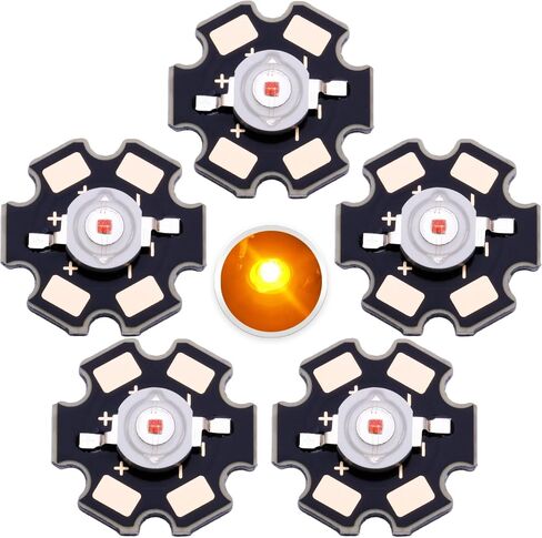 3W White LED Chip,5PCS High Power SMD COB Light Emitting Diode with Aluminum Plate 20mm Star PCB Base Heat Sink Repair Lamps Bulbs Floodlight DIY Lighting (700mA,3.2-3.6V,140deg,6000-7000K) in Kuwait