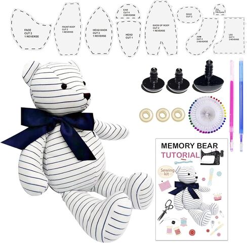 Large 17 Inch Memory Bear Templates Patterns with Tutorials, Beginners Friendly Memory Bear Sewing Patterns Stencil Rulers with Instructions, Craft Eyes Noses, Pins (17 Inch) in Kuwait
