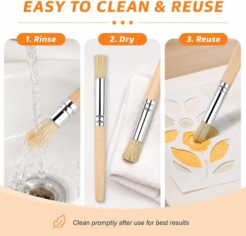 6Pcs Light Brown Natural Wood Stencil Brushes, 3 Sizes Multi-Size Wooden Stencil Brush Set for Acrylic Oil Watercolor Painting, DIY Crafts Card Making & Wall Art Projects in Saudi Arabia