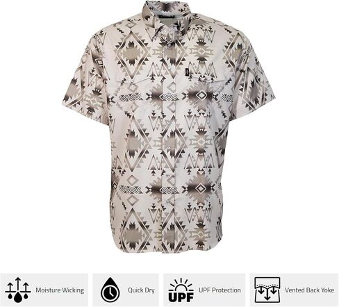 HOOEY Men's Sol Short-Sleeve Pearl Snap Shirt, Lightweight Breathable 40 UPF Athletic Western Casual Outdoor Top w/Pockets in Kuwait