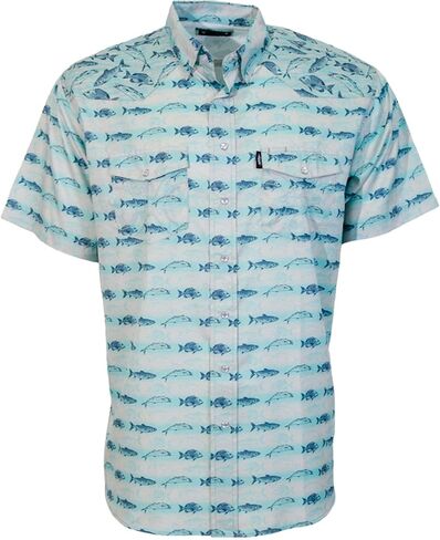 HOOEY Men's Sol Short-Sleeve Pearl Snap Shirt, Lightweight Breathable 40 UPF Athletic Western Casual Outdoor Top w/Pockets in Kuwait