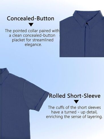 Men's Short Sleeve Button-Down Shirt - V-Neck Casual Solid Color Summer in Kuwait