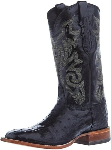 Justin Boot Company Men's Pascoe Black FQ Ostrich 13 In Top Square Toe Cowboy Boot in Kuwait