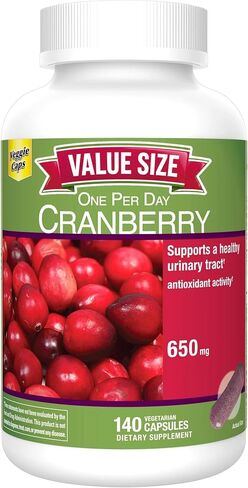 Nature Cranberry 650 mg، 140 كبسولة نباتية، واحدة يوميًا، مكمل المسالك البولية، مكمل عشبي in Kuwait