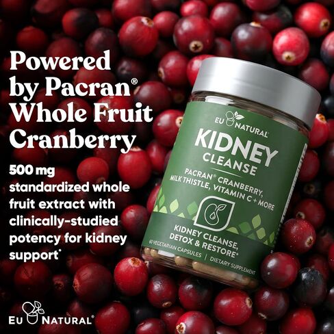 Kidney Cleanse Detox Supplement - Advanced Kidney Support Formula with Cranberry Pacran, Dandelion Root, Turmeric & Milk Thistle - Supports Kidney Health, Function & Fluid Balance - 60 Capsules in Saudi Arabia