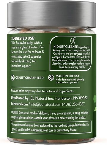 Kidney Cleanse Detox Supplement - Advanced Kidney Support Formula with Cranberry Pacran, Dandelion Root, Turmeric & Milk Thistle - Supports Kidney Health, Function & Fluid Balance - 60 Capsules in Saudi Arabia